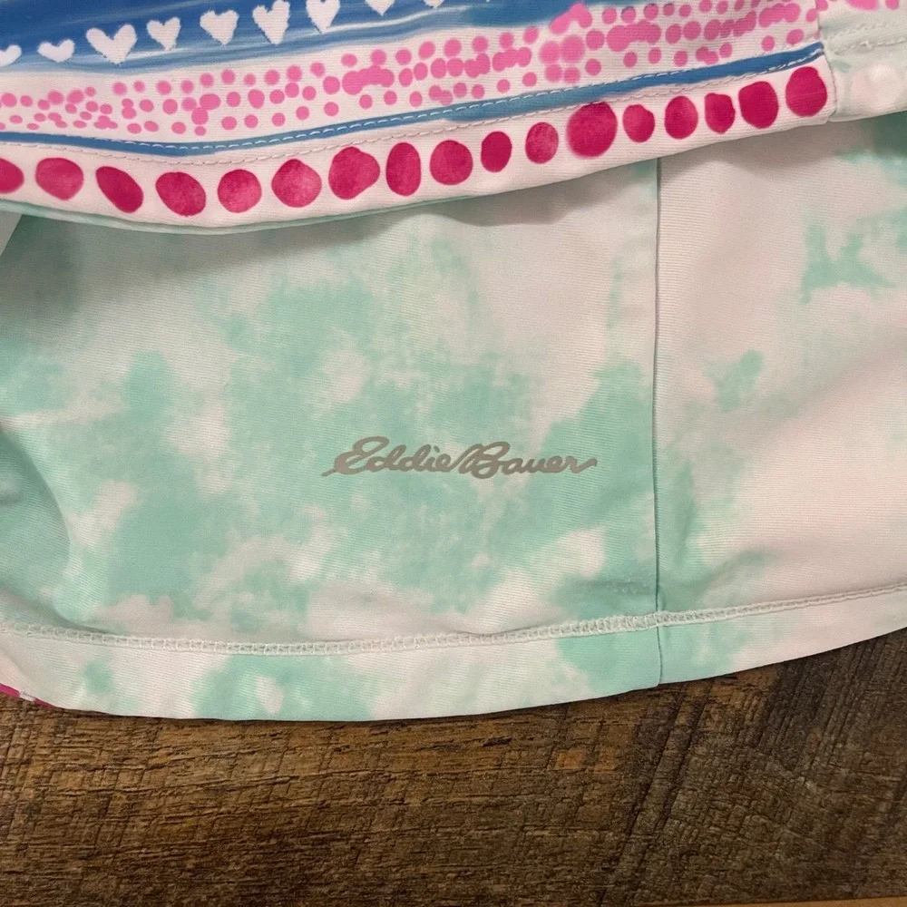 Eddie Bauer Girls Tankini Swim Top Striped Heart Racerback Size L 14/16